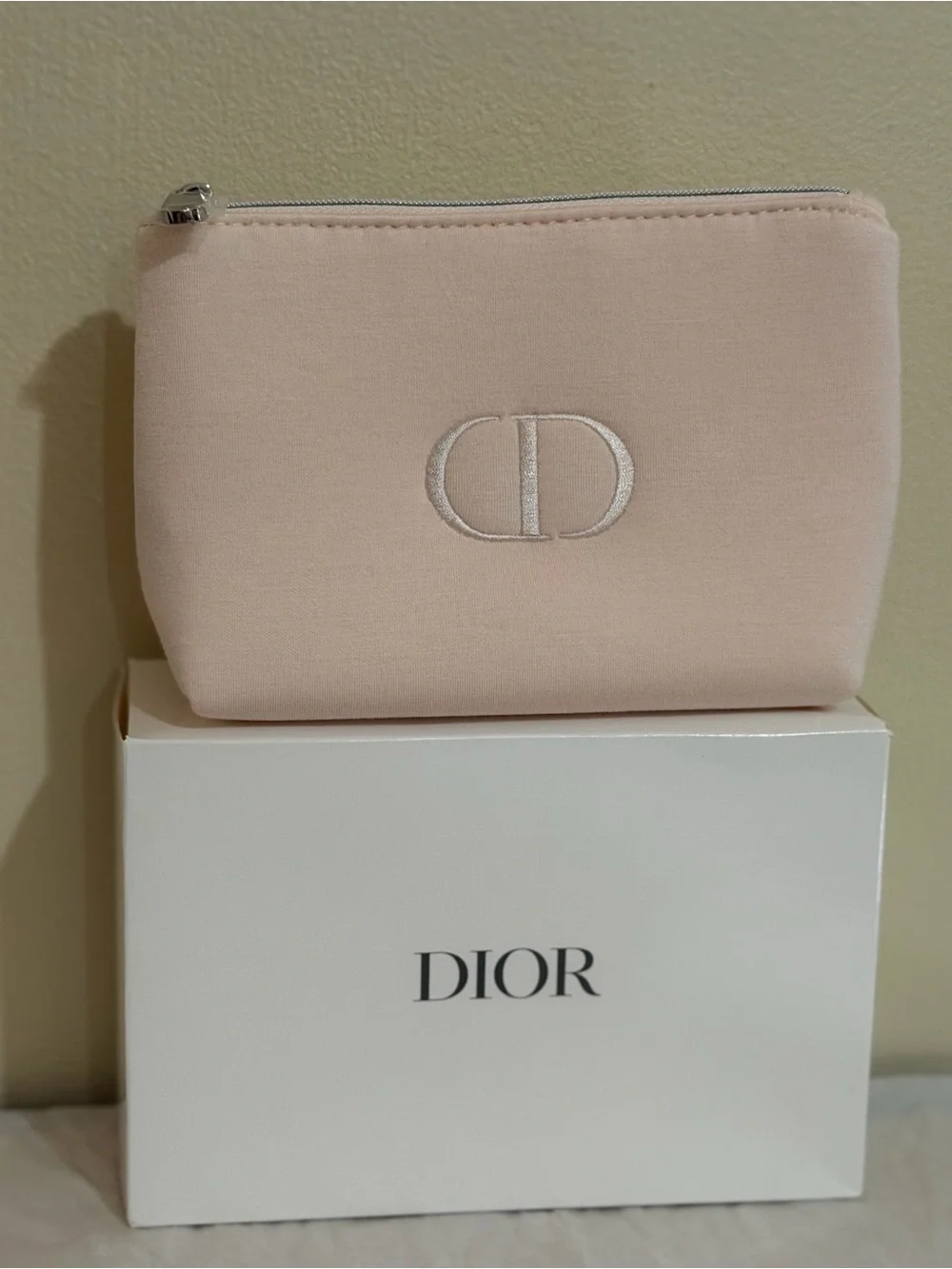 Dior Pale Pink CD Embroidered Cosmetic Pouch